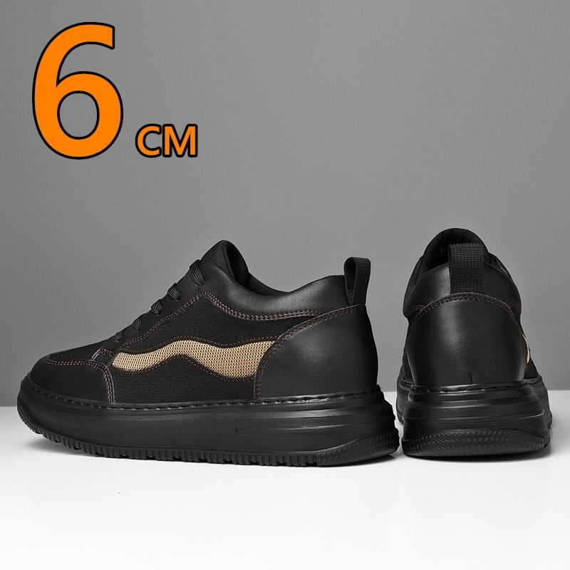 Mesh+Leather Height Increasing Elevator Shoes Men Woman Comfort Breathable Height Increase 6CM Man Sneakers Lift Casual Shoes