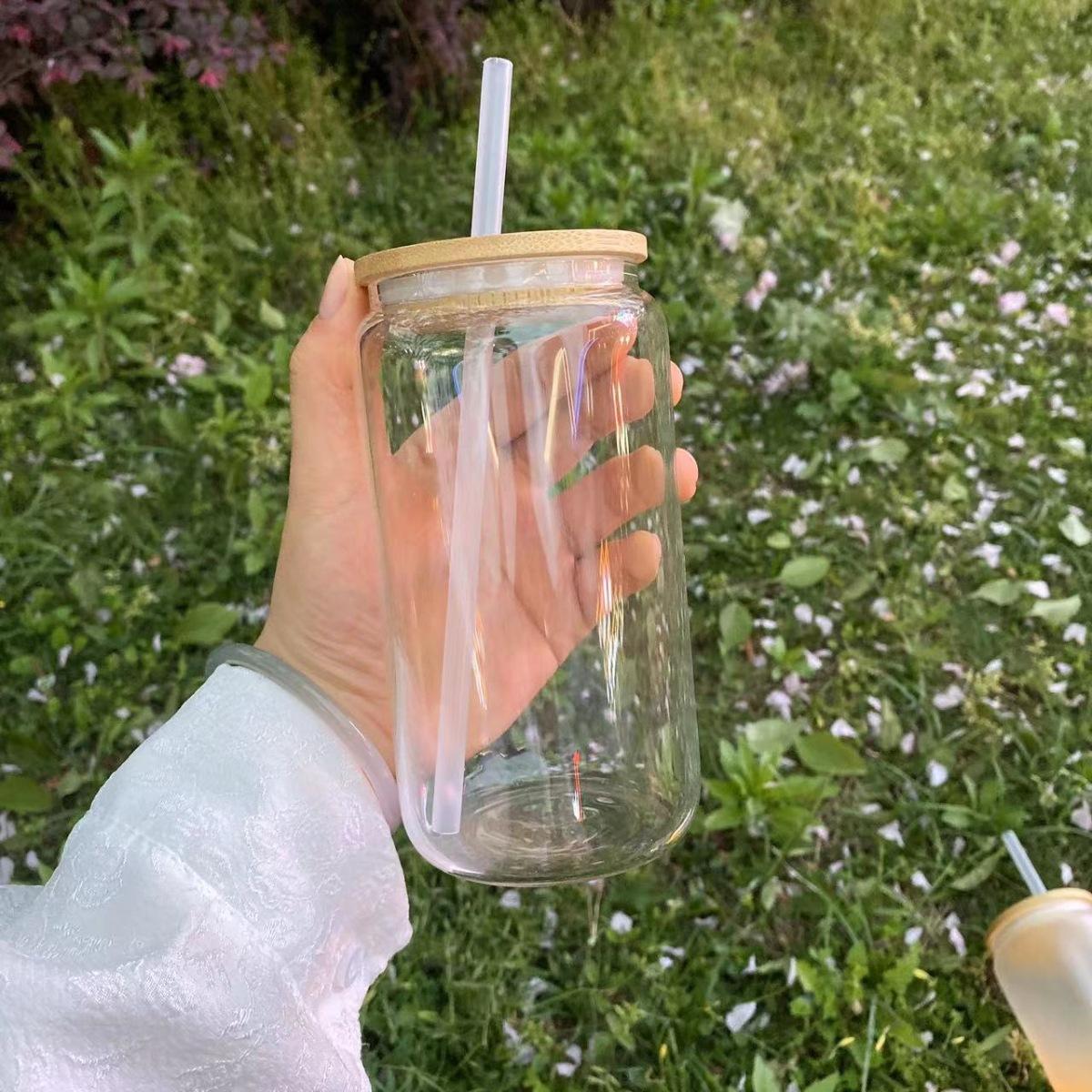 

Кружка-соломинка для 3D-печати, стеклянная, для термосублимации, градиентная, матовая, для колы, банка Мейсона 600ml