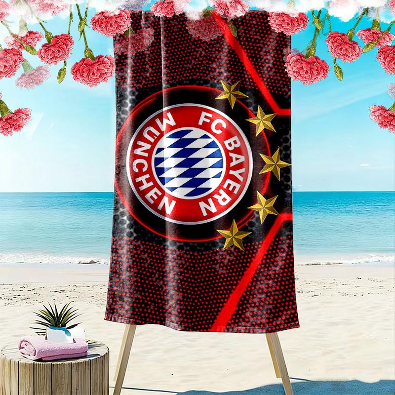 FC Bayern Munchen Print Beach Towel, Large Soft Quick Dry Towel for Beach Camping Swimming