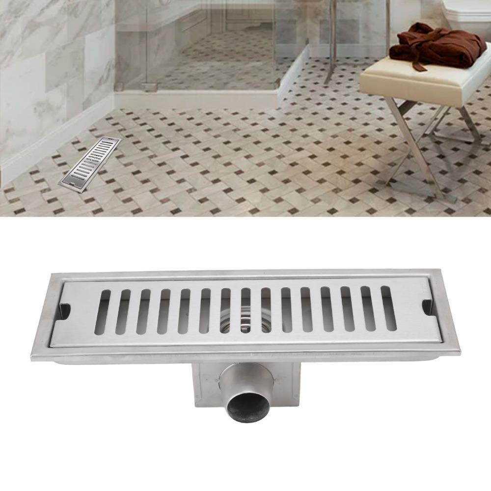 304 Stainless Steel Floor Drain Rectangular Channel Drain Durable Linear Shower Drain  Balcony