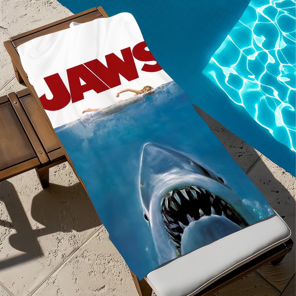 J-jaws-s Show Towel Large Quick-Drying Microfiber Soft Beach Towel for Travel Fitness Sauna Bathing Camping