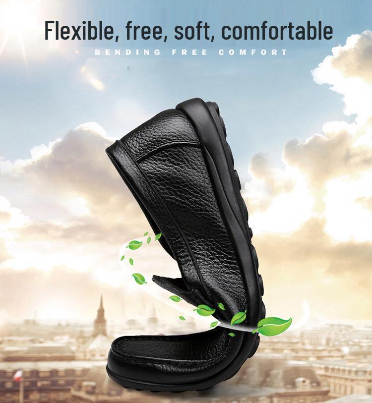 Men's Leather Shoes: Business, Casual, Large Sizes, Driving Loafers, Versatile Dad Moccasins.
