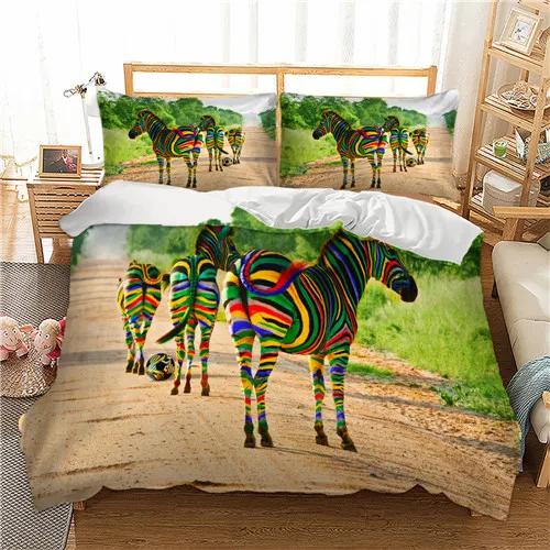 3D Animal Bedding Set Quilt Cover Zebra Pattern Duvet Cover With Pillowcases Full Queen King Soft Comforter Cover Home Textile