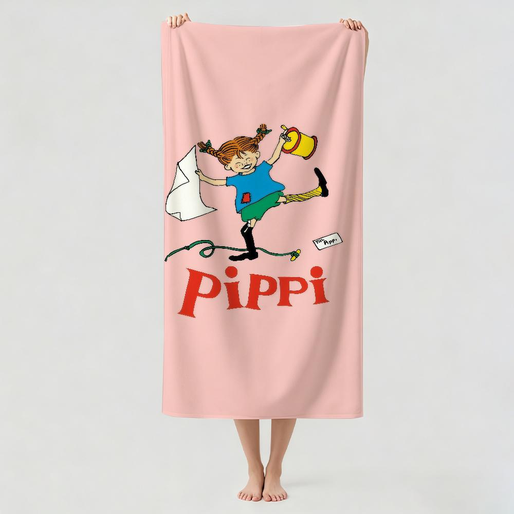 Asciugamano per asciugatura P-Pippi Calzelunghe Carino Cartone Animato Asciugamano da Bagno Applicabile per Nuoto Leggero Campeggio Yoga Spiaggia Fuori
