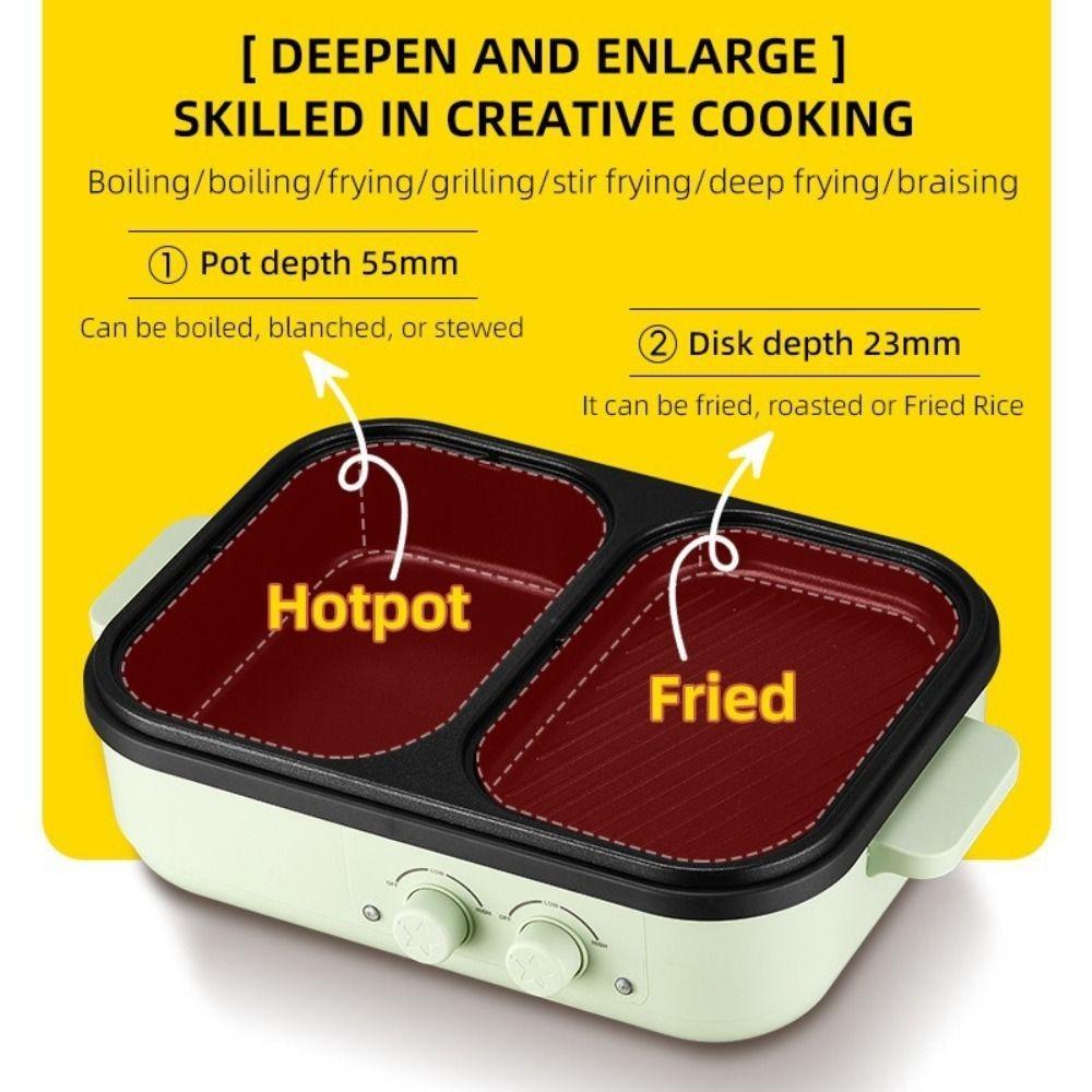 Dual Temperature Control Hot Pot Machine Non-Stick Pan Barbecue Machine  Home Dormitory