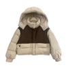 Corduroy splicing down jacket women's short 2024 winter new fashion contrasting colors thickened white duck down bread jacket tide