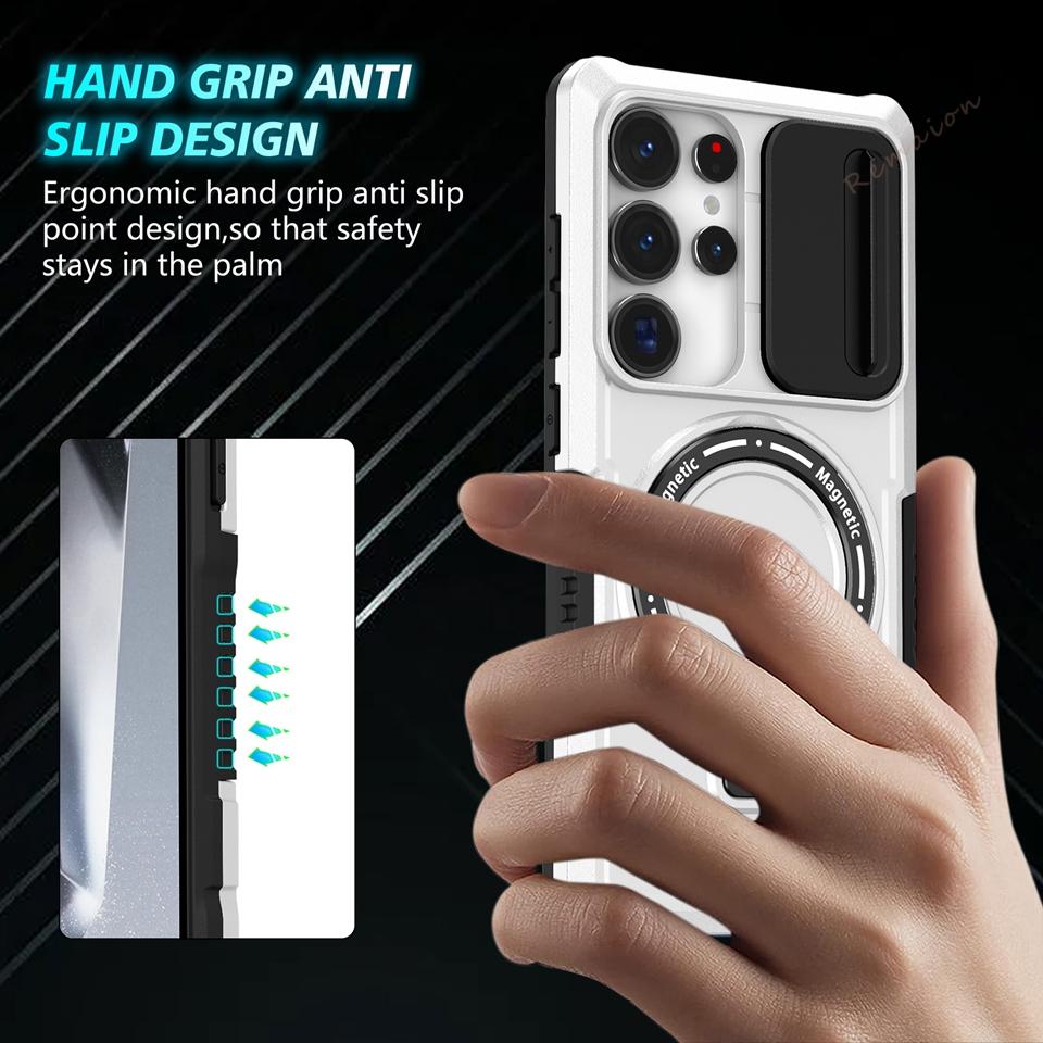 Stand Magnetic Case for Samsung Galaxy S24 S22 S23 S25 S20 S21 S26 FE Ultra Plus S26 Ultra Magsafe Shockproof Protector Cover