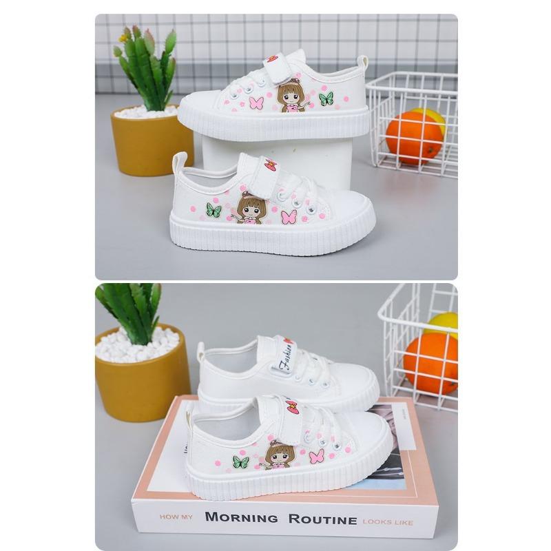 Fashion Children's Cartoon Canvas Girls Flat Casual Running Board Shoes