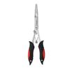 Extra Long Stainless Steel Fishing Pliers with Flat Nose, Line Cutter, and Fish Control Functions.