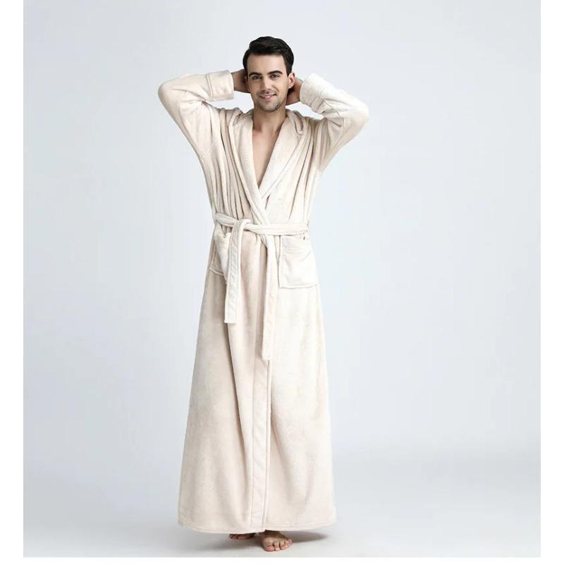 Flannel Pajamas Men's Hooded Thickened Pajamas Coral Velvet Men's Bathrobe Winter Robe Men's Bathrobe