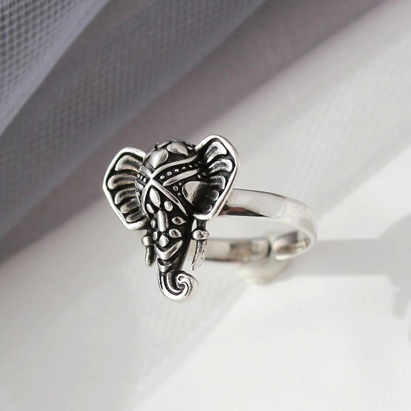 New Niche Design Retro Old Ganesh Ring Men and Women Open Ring
