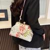 Exquisite National Style Embroidery Flower Clip Women's Small Square Bag New Retro Sweet Shoulder Messenger Bag Women