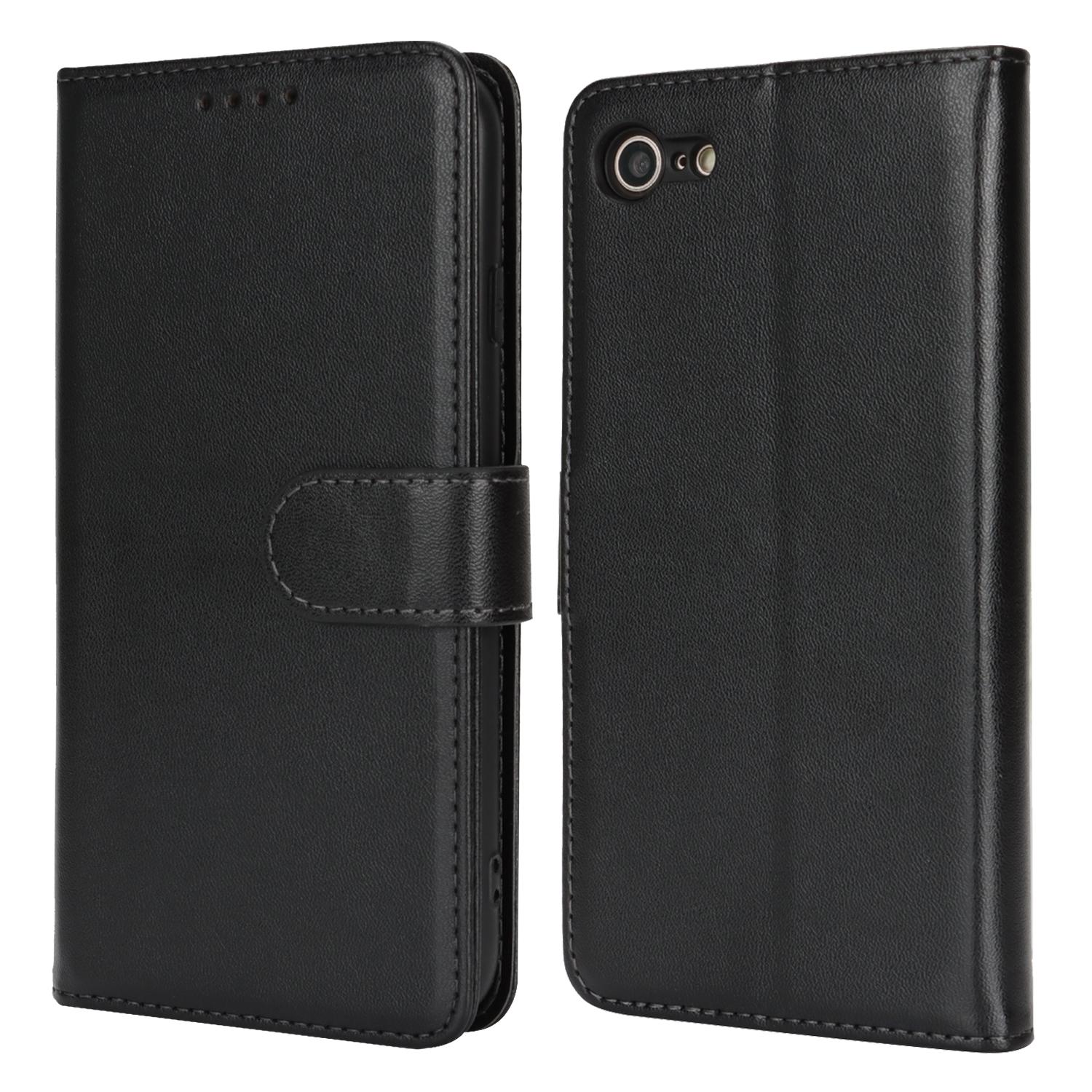 

Для iPhone SE (2022)/(2020)/8/7 Подставка Чехол Противоударный Кожаный Кошелек Чехол для Телефона Black