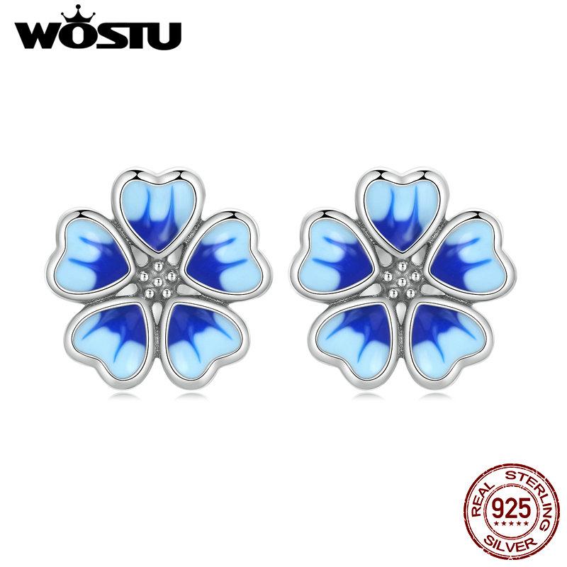 Orecchini Donna In Argento 925 Con Opale Blu A Forma Di Fiore Di Prugna - Regalo Anniversario