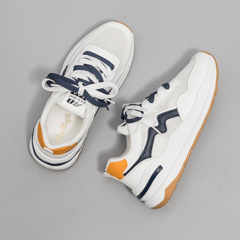 

Сетка обувь лето новая женская универсальная студенческая беговая спортивная обувь женская платформа белая обувь 40 темно-синий