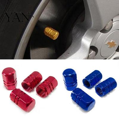 Aluminum Tire Valve 4 Pcs Caps Dustproof Anti-corrosion Wheel Cap Hexagonal for Car Tool