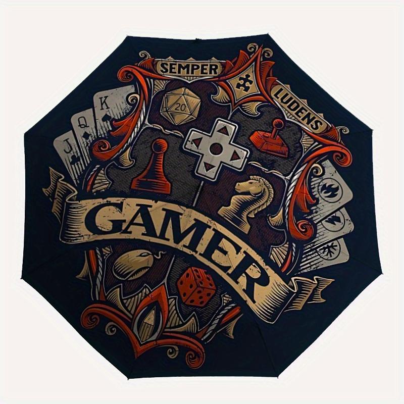 

1pc Gamer Crest Auto Open/close, All-Season Portable Folding Umbrella for Women & Men, Travel, Everyday, Formal Events - Compact Luxury Parasol, Outdo