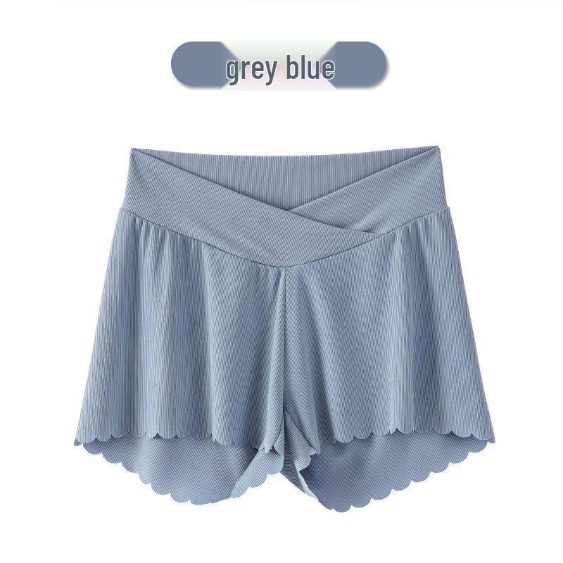 Ice Silk Maternity Shorts - Summer Style, Belly-Supporting, Loose Fit, Anti-Exposure Leggings, Ideal for Outdoor Wear
