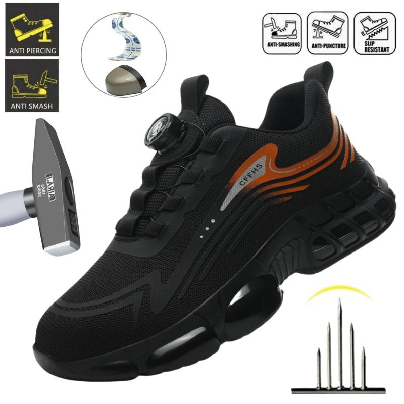 Safety Footwear Men Work Boots Indestructible Male Steel Toe Shoes Lightweight Air Cushion Sneakers Puncture-Proof Work Shoes
