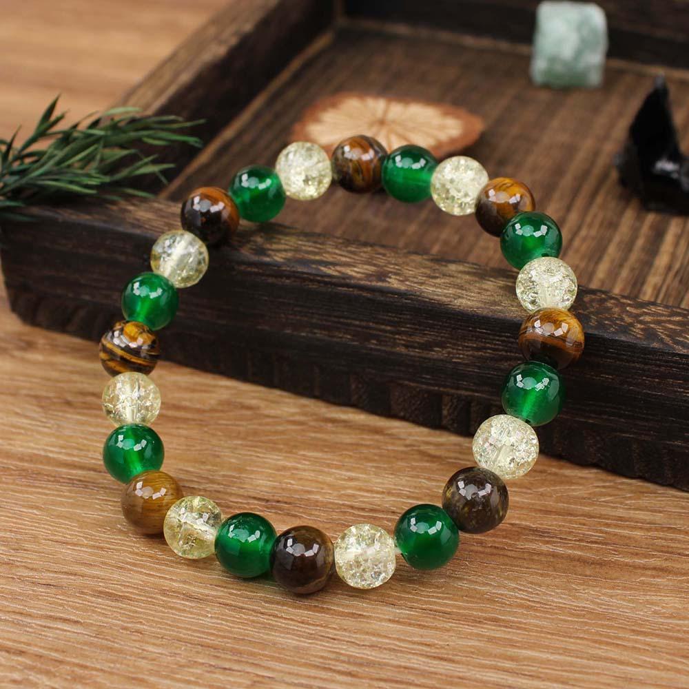 Festive Gifts Earthy Green Brown And Gold Tone Stone Beaded Bracelet Fashion Jewelry For Unisex Daily Wear Stylish And Easy To Match Accessory