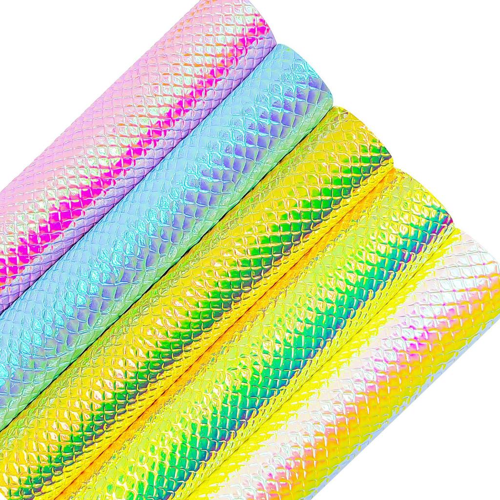 Iridescent Snake Print Laser Leather A4 Handbag Set with Mirror Embossed Synthetic Material