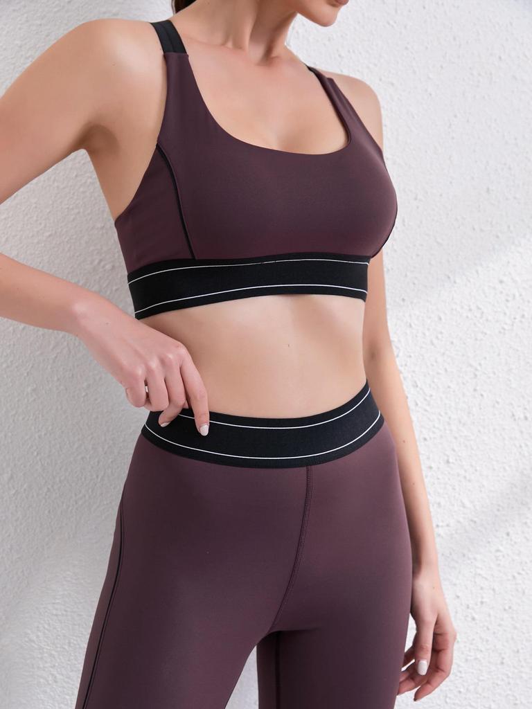 2025 Spring/Summer Women's Color Block Butt-Lifting Yoga Pants & High Elastic Breathable Sports Vest