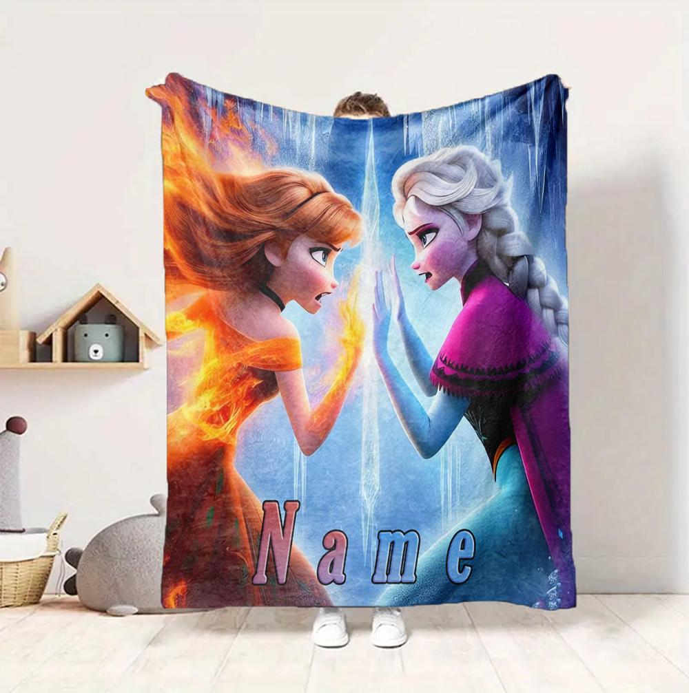 Custom Name Frozen Friendship Flannel Blanket Throw Blanket Soft Warm Sofa Bed home Decor Unique Gift