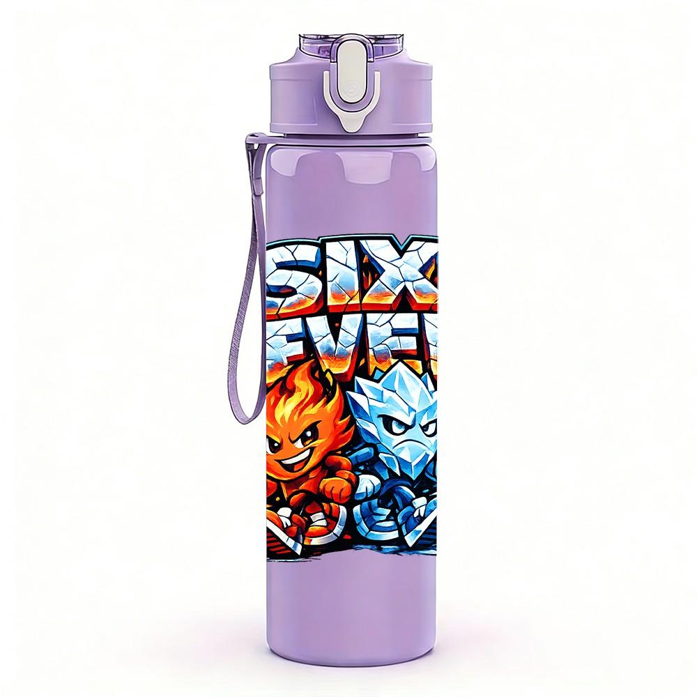 1PC Six Seven Retro Game Character Print 750ml Color Plastic Sports Water Bottle Leakproof Flip Straw Lid Suitable for Sports Office Home Use
