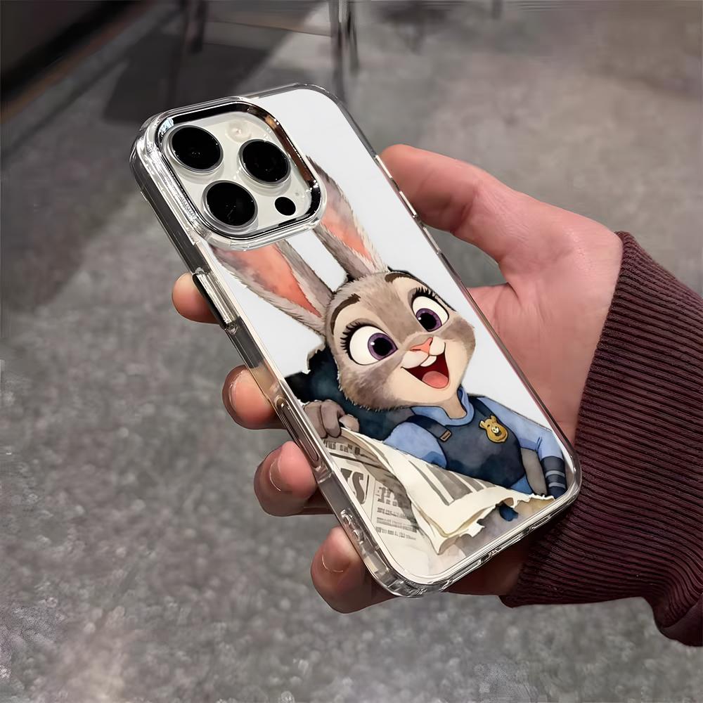 Anime Z-Zootopia Phone Case For IPhone 17 Air 16 E 15 14 13 12 11 Plus Pro Max Electroplated Transparent Soft Shell