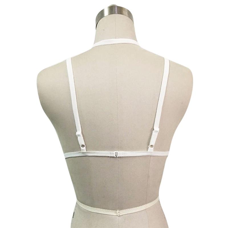 Černé podvazky Bandážová podprsenka Dámský postroj Lingerie Goth Crop topy Dámská podprsenka