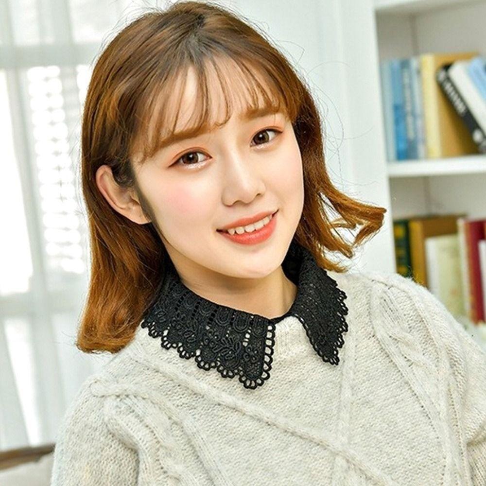 Elegant Lace Fake Collar White Blouse Shoulders Fake Collar Shawl Detachable Front Tie Girls