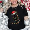Christmas Black Cat Printed T-shirt Men's and Women's Casual Short Sleeved T-shirt Christmas Travel Pattern Printed Top T-shirt Clothing