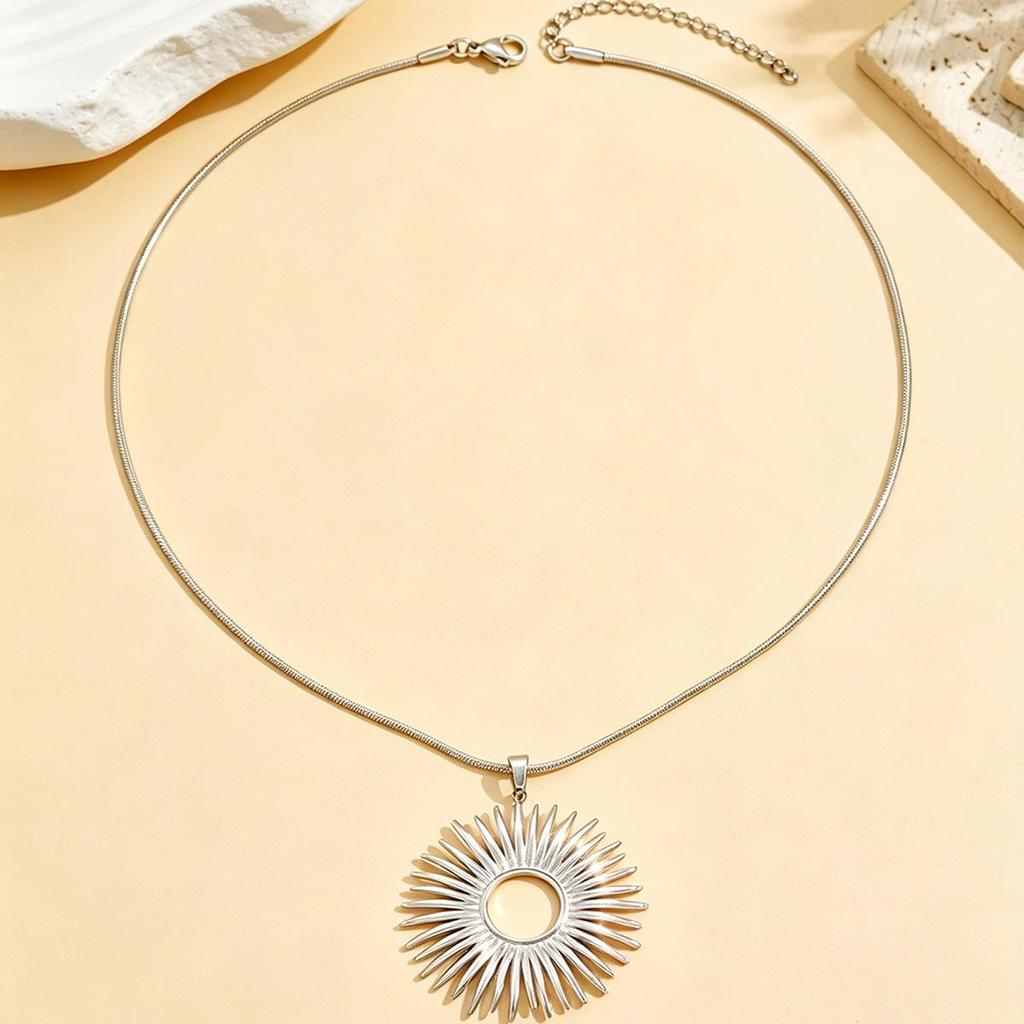 Versatile Sunflower Pendant Necklace - Stainless Steel, 18K Gold Plated, Fashionable Cross Design