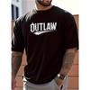 Pánské tričko ze 100% bavlny vyšší gramáže, evropské velikosti - měkký kulatý výstřih s výrazným nápisem OUTLAW - elegantní streetwear, nezbytnost pro každý den