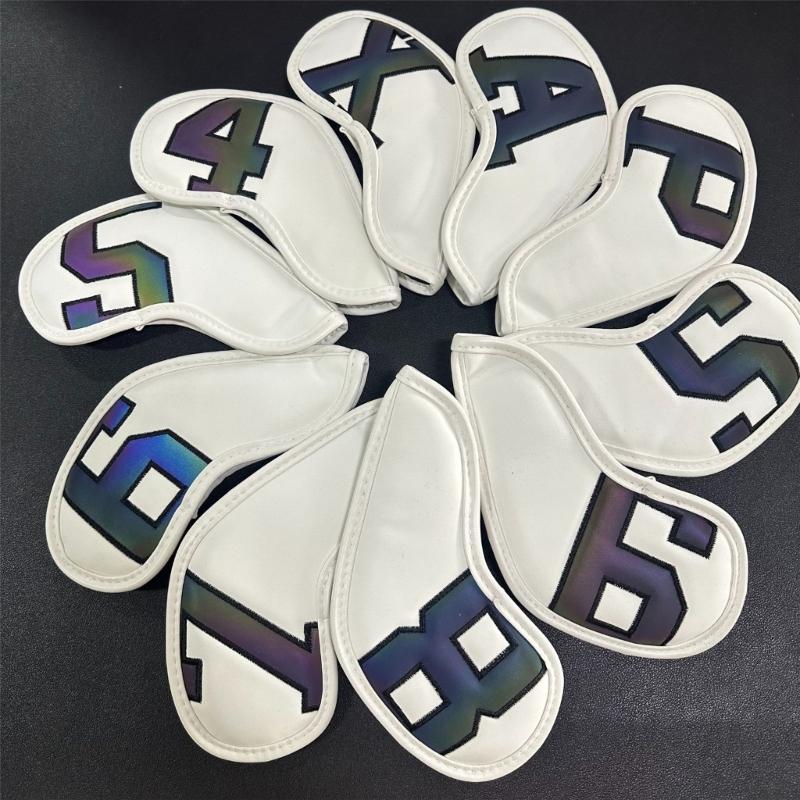 10Pcs Golfs Iron Head Cover Thick PU Leather Golfs Head Cover Replacement Headcover Protective Cover Easy to Use