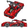 Non-Toxic Mechanical Red Race Car Moc Assembly Bricks Creative Construction Kit Diy Tabletop Decoration Birthday Christmas Gifts For Kids
