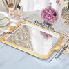 European-Style Rectangle Cake Plate,Carving Rose Home Portable Metal Fruit Tray,Large Size Storage Plate Wedding Decoration