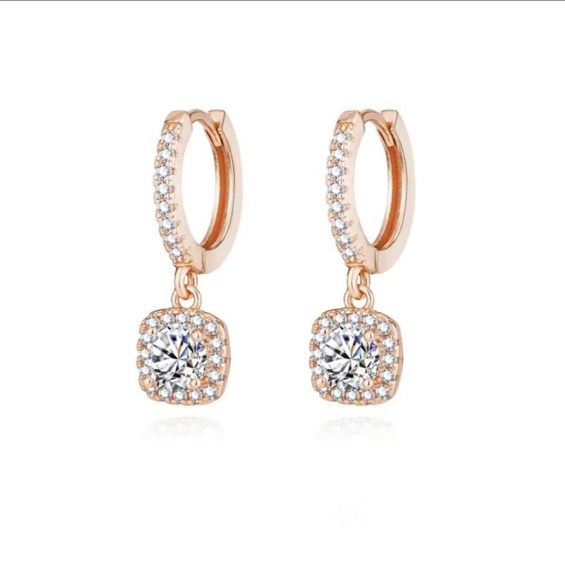 Earrings S925 Sterling Silver Zircon Stud Earrings Women's Earrings Square Bag Earrings Jewelry Sterling Silver Earrings