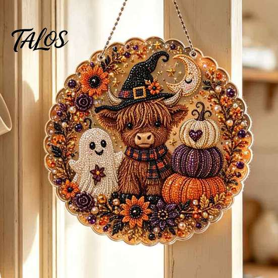 Halloween Party Supplies Hanging Ornament, 2D Flat Acrylic Pendant, Ghost Skull Whimsical Porch Pendant Witch Decoration for Indoor Outdoor