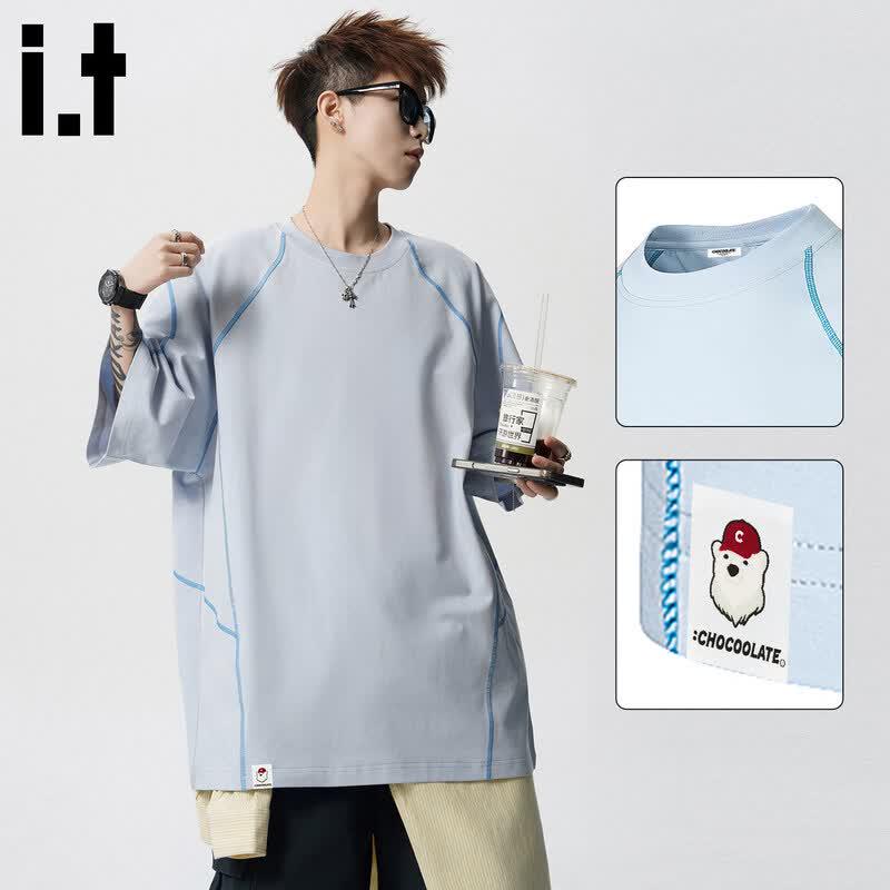 CHOCOOLATE Herren Kurzarm-T-Shirt aus Eis-Seide