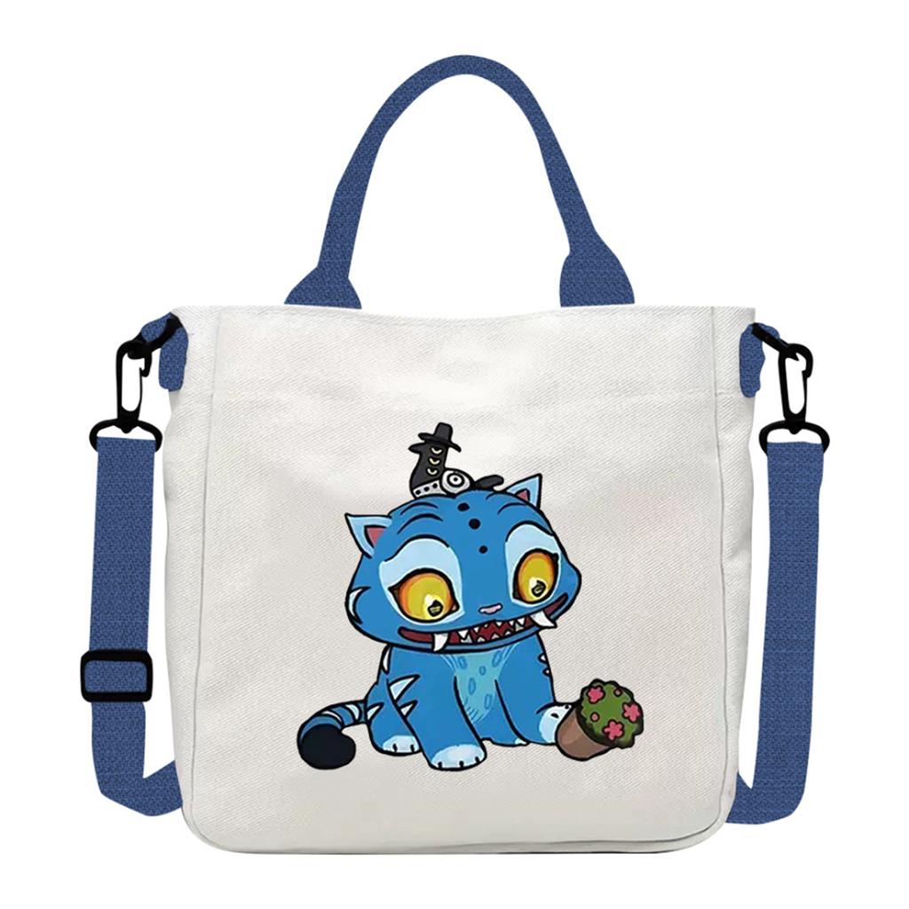 Group Canvas Bag Cartoon Little Illustration Student Collection Handbag Crossbody Shopping Bag