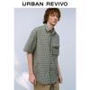 UR2026 Men's Casual Plaid Drawstring Short Sleeve Shirt