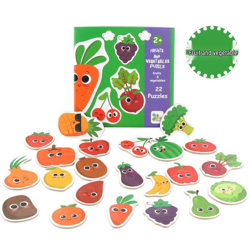 

Wooden Toddler Educational Puzzle: Animals, Transportation, Fruits & Vegetables