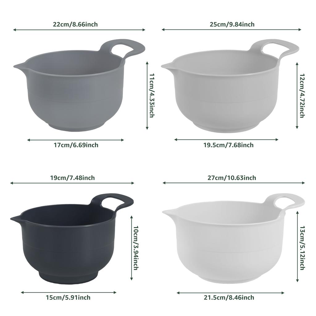 4Pcs Plastic Mixing Bowl Set Reusable Plastic Nesting Mixing Bowl Multifunctional Nesting Container for Kitchen Cooking Baking