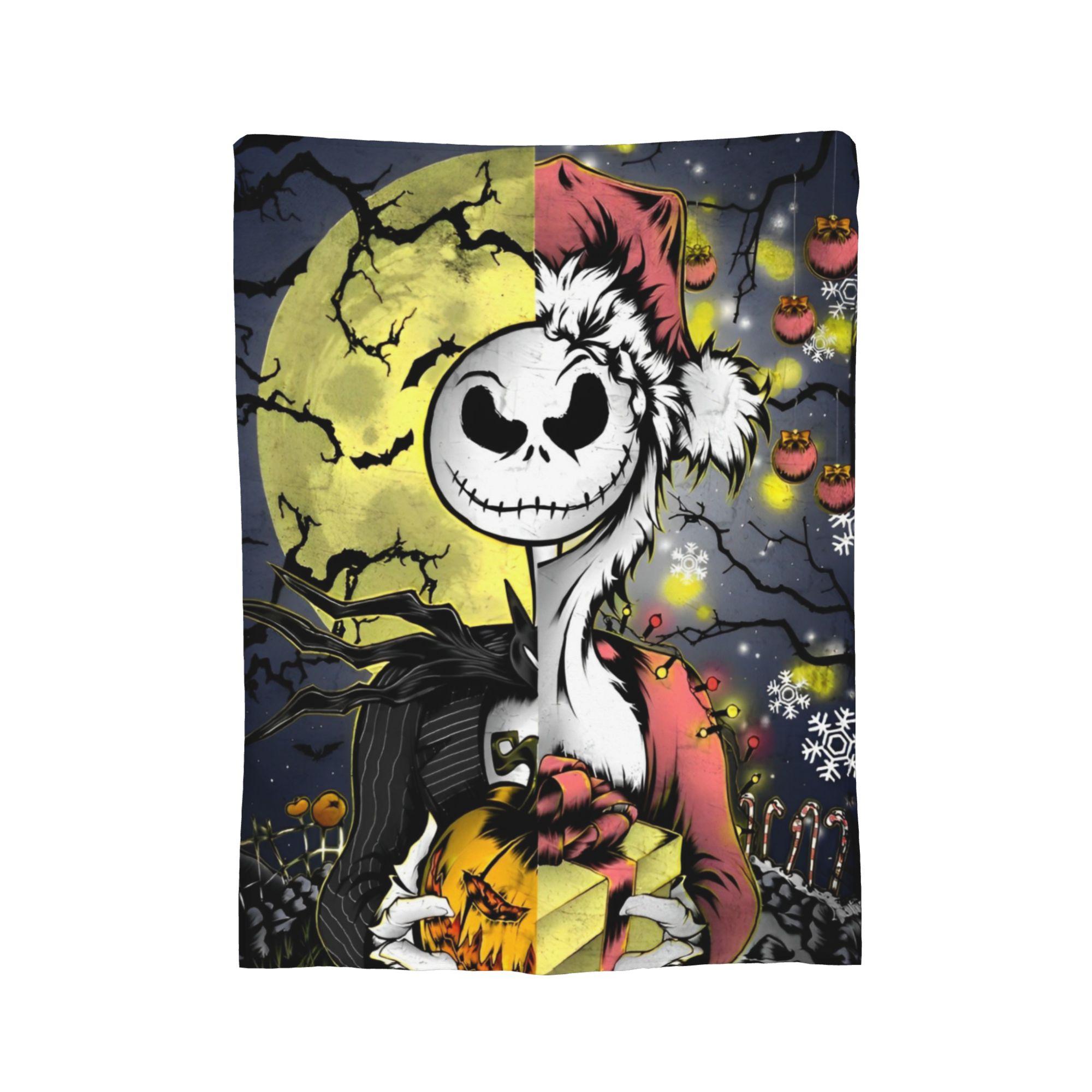 

Jack Skellington Pattern Flannel Blanket The Nightmare Before Christmas Awesome Throw Blanket for Sofa Bedding Lounge Bedspread 75x90cm