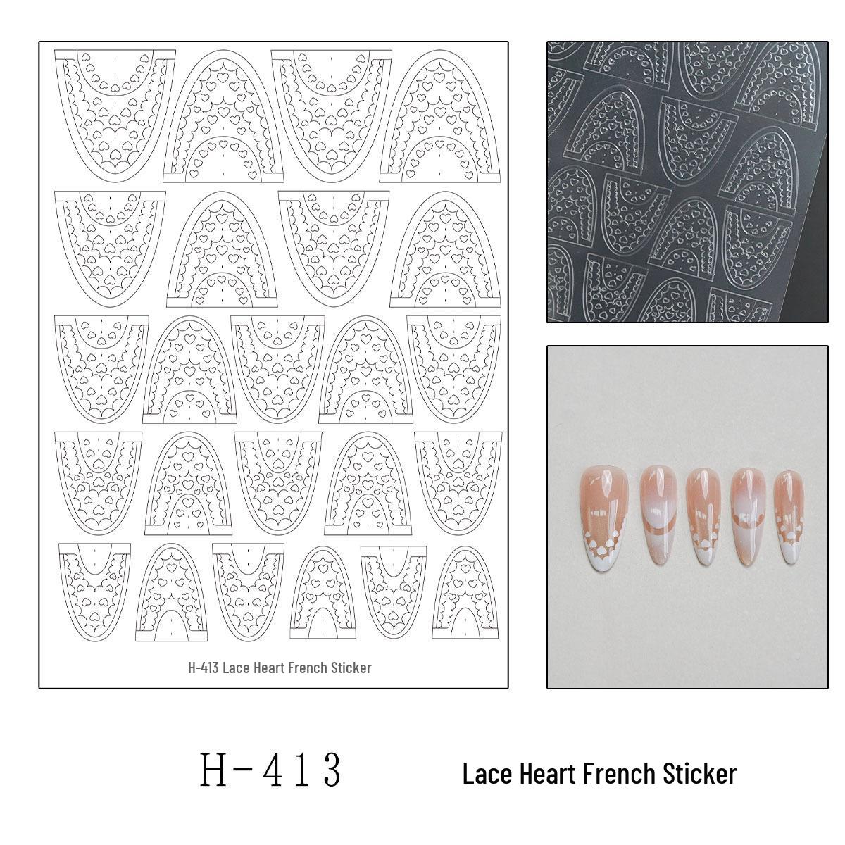 Trendy French Hollow Cheese Nail Stickers: Stars, Butterflies, Hearts, Versatile Lace Designs