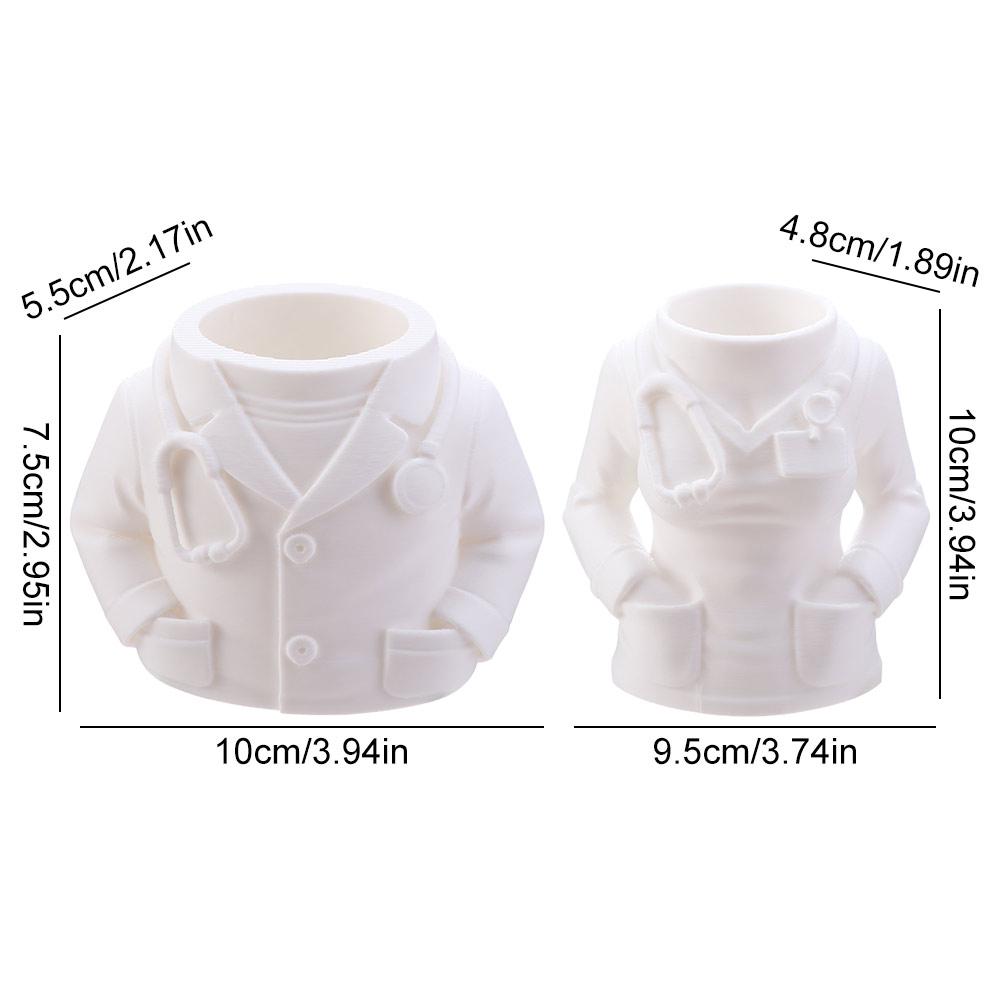 Durable White Coat-Shaped Pen Holder Multifunctional Stationery Organizer Gift for Doctors Nurses