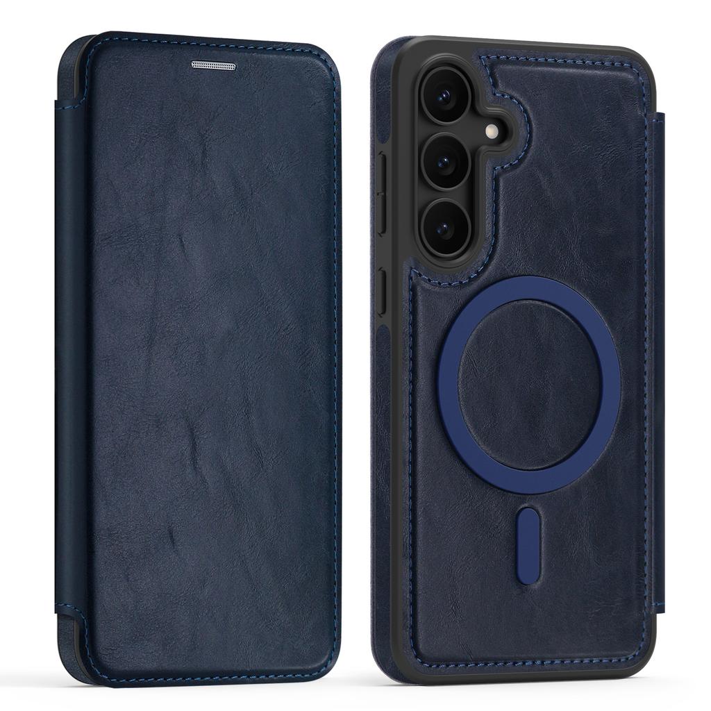 For Samsung Galaxy S25 FE Magnetic Case RFID Blocking Card Holder Leather Phone Cover