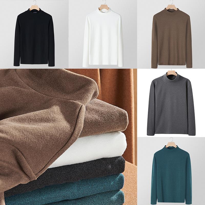 Мужская майка, однотонная базовая футболка, флисовые топы с длинными ...