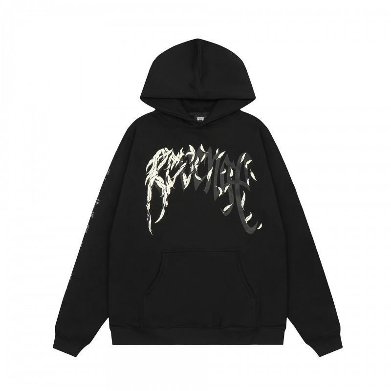 Mens Oversized Hoodie With Embroidered Skull Spine Design Streetwear Casual Pullover Cotton Blend Loose Fit